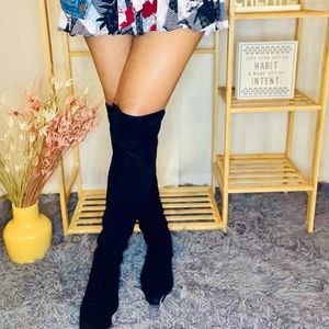 Stewart Weitzman Black Knee High Suede Boots